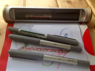 First Rollgut prototype detail with pens