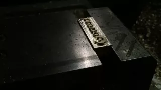 Branding stamp of the rollgut logo in the CNC milling machine